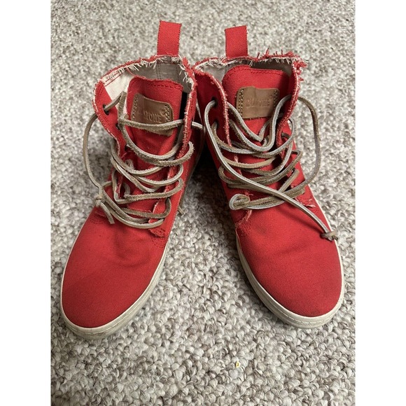 Blackstone Red Leather lace Canvas Shoes Ladies Size 37 - Picture 1 of 4